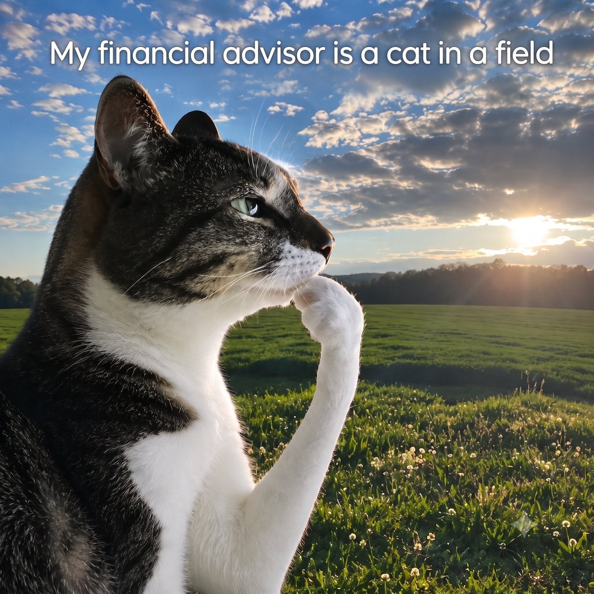 my financial advisor is a cat in a field